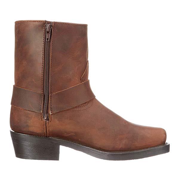 Damen Mittelhohe Biker-Stiefel Robustes Leder Mit Harness-Detail 2