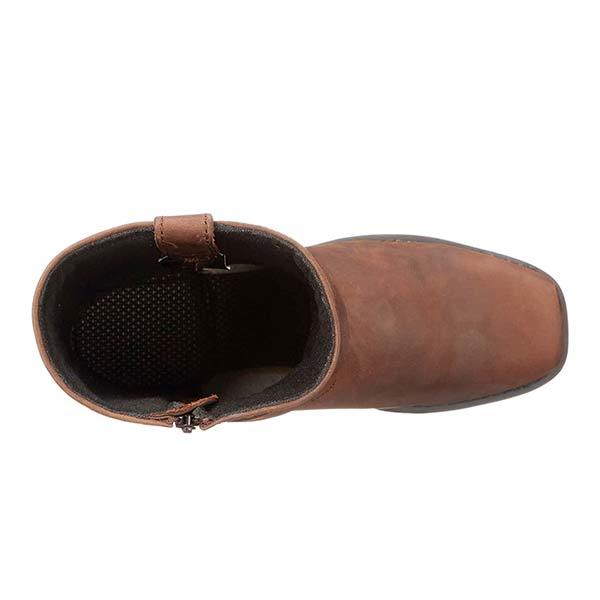 Damen Mittelhohe Biker-Stiefel Robustes Leder Mit Harness-Detail 5