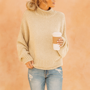 Damen Pullover Oversized Rollkragen Bequem Hochwertiger Strick 3