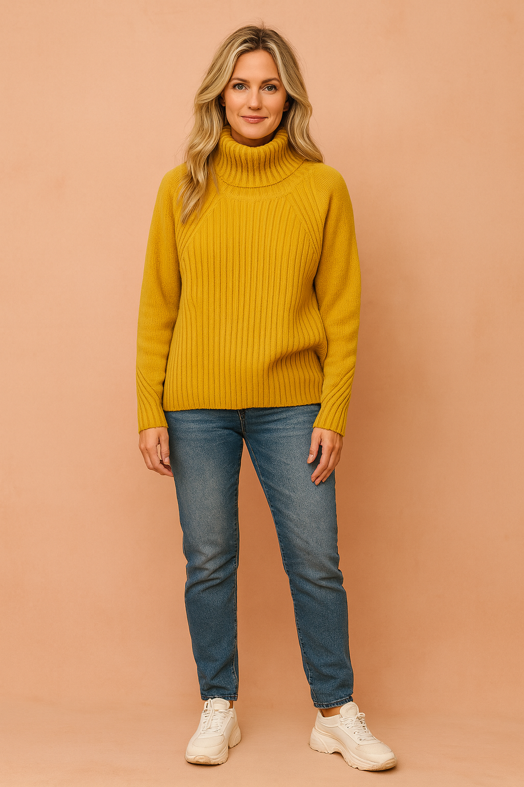 Damen Pullover Rippstrick Stehkragen Komfort Baumwollmischung 1