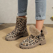 Damen Winterstiefel Gefüttert Leopardenmuster Plüsch Gummisohle 2