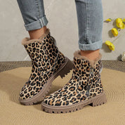 Damen Winterstiefel Gefüttert Leopardenmuster Plüsch Gummisohle 3