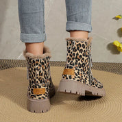 Damen Winterstiefel Gefüttert Leopardenmuster Plüsch Gummisohle 4