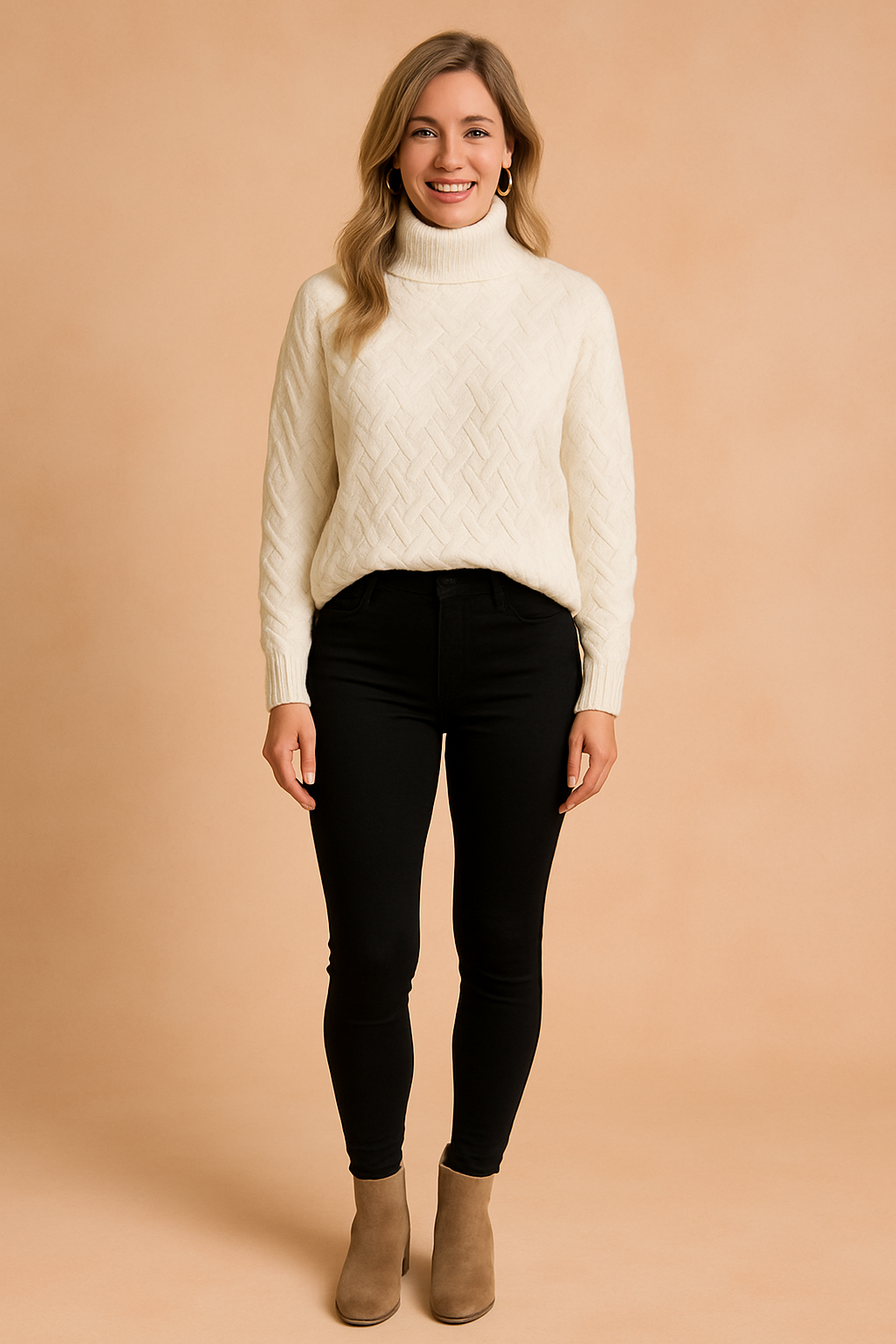 Damenpullover Eleganter Rollkragen Stilvoll Baumwollmischung 0
