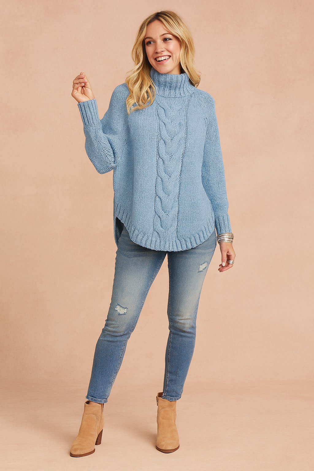Damenpullover Oversized Rollkragen Bequem Strick für Herbst und Winter 0