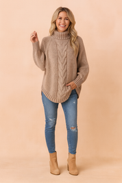Damenpullover Oversized Rollkragen Bequem Strick für Herbst und Winter 3