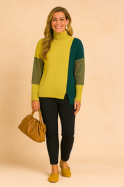 Damenpullover Patchwork Design Hochwertige Mischfaser Komfortabel Modisch 2
