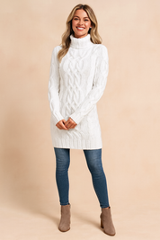 Damenpullover Rollkragen Warm Zopfmuster Hochwertige Wolle 1