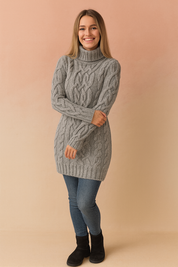 Damenpullover Rollkragen Warm Zopfmuster Hochwertige Wolle 3