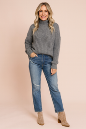 Damenpullover Rollkragen Zopfmuster Bequem 100% Baumwolle 3