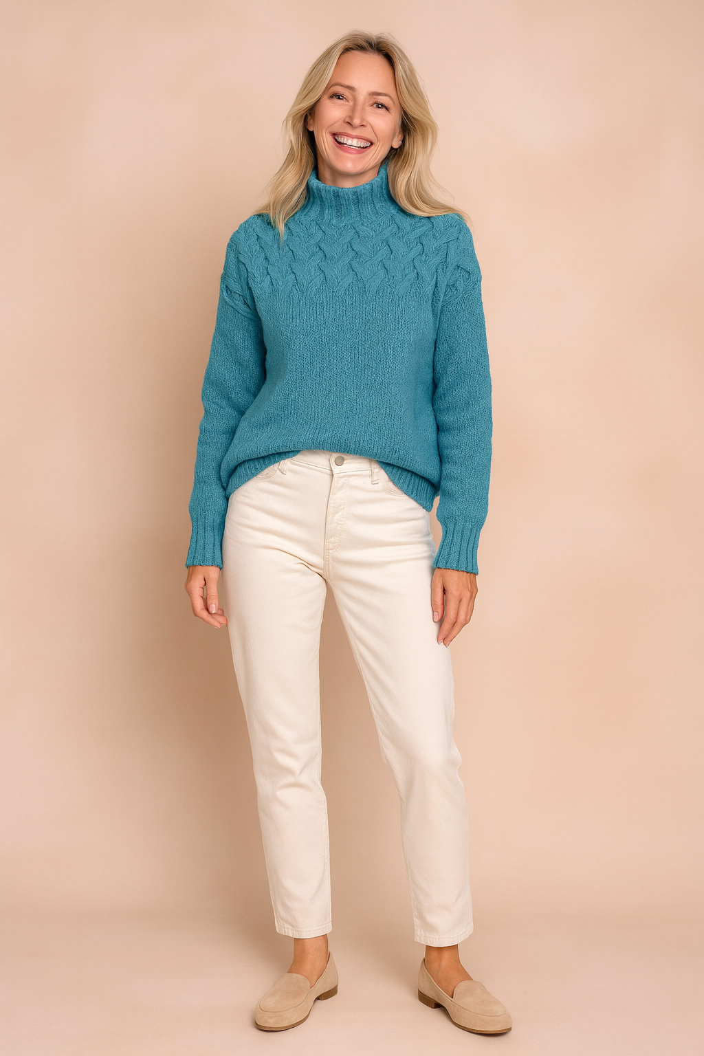 Damenpullover Stehkragen Gemustert Weich Tailliert Polyester 4