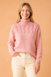 Damenpullover Stehkragen Gemustert Weich Tailliert Polyester 5