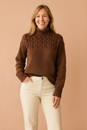Damenpullover Stehkragen Gemustert Weich Tailliert Polyester 6