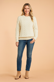 Damenpullover Zopfmuster Klassischer Stil Weiches Strickmaterial 0