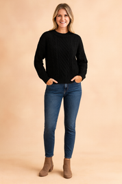 Damenpullover Zopfmuster Klassischer Stil Weiches Strickmaterial 1