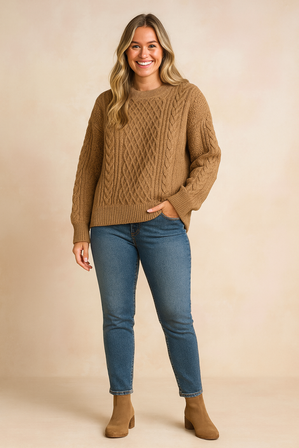 Damenpullover Zopfmuster Klassischer Stil Weiches Strickmaterial 2