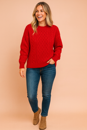 Damenpullover Zopfmuster Klassischer Stil Weiches Strickmaterial 4