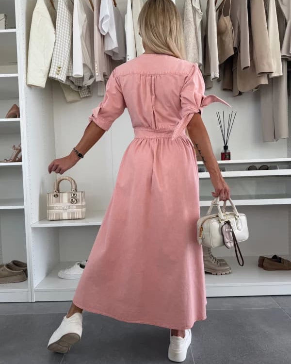 Robe en jean à manches courtes