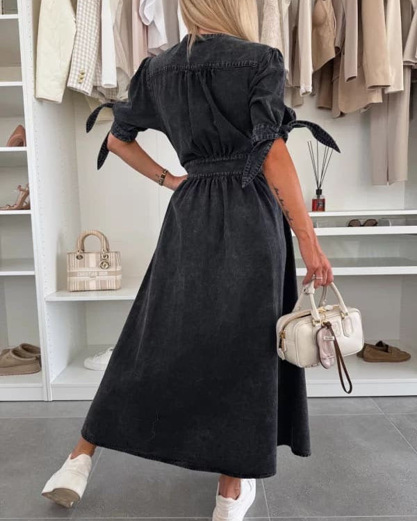 Robe en jean à manches courtes
