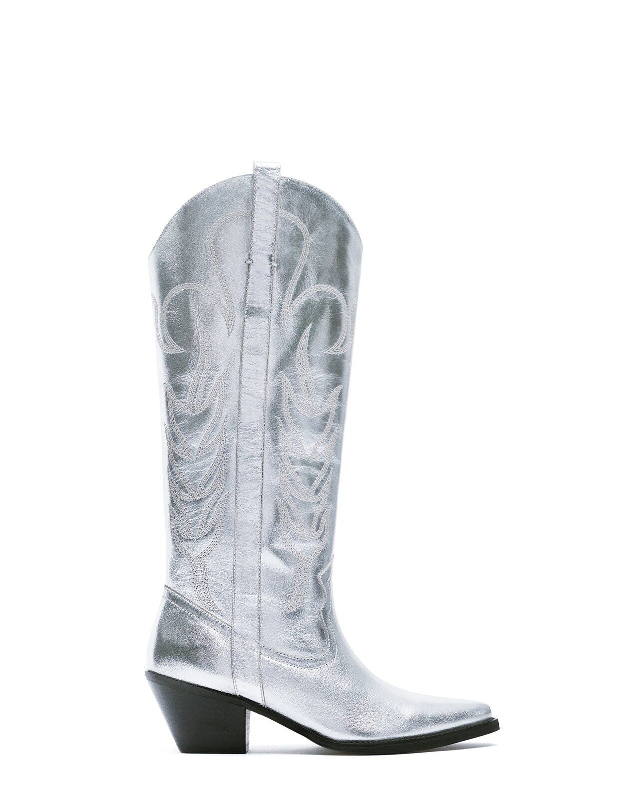 Bottines Chelsea brodées argentées