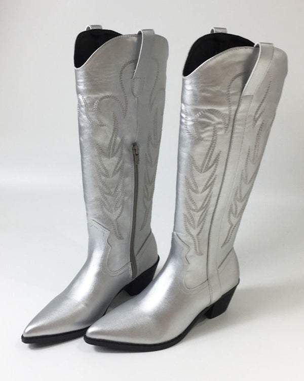 Bottines Chelsea brodées argentées