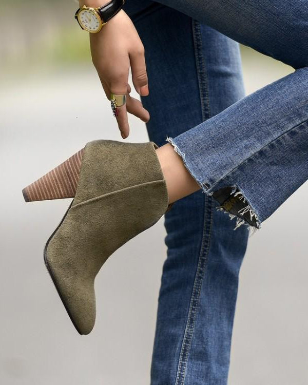 Bottes vintage en cuir vert foncé