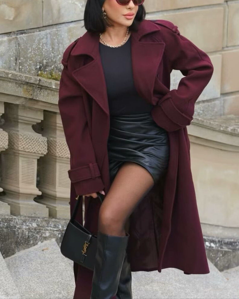 Manteau laine bordeaux