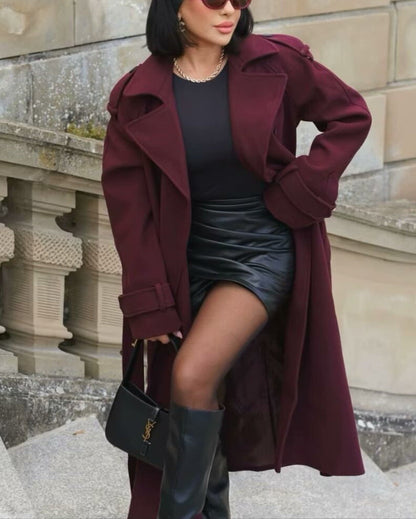 Manteau laine bordeaux