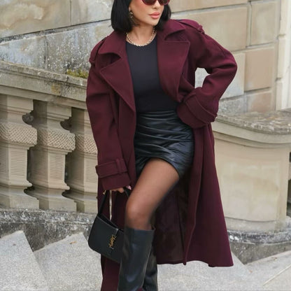 Manteau laine bordeaux