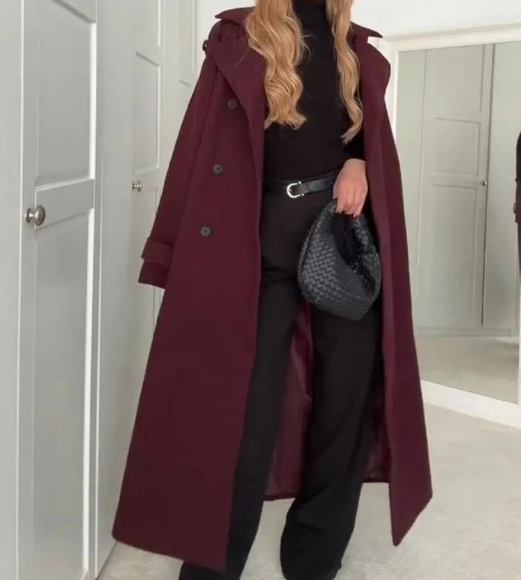 Manteau laine bordeaux