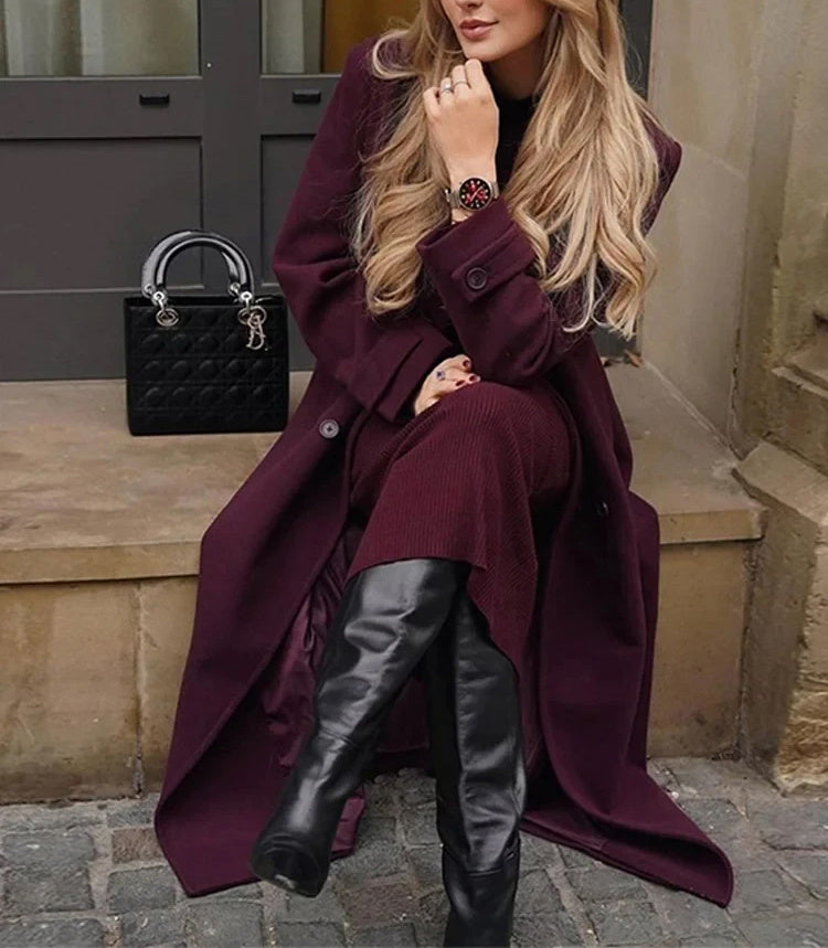 Manteau laine bordeaux