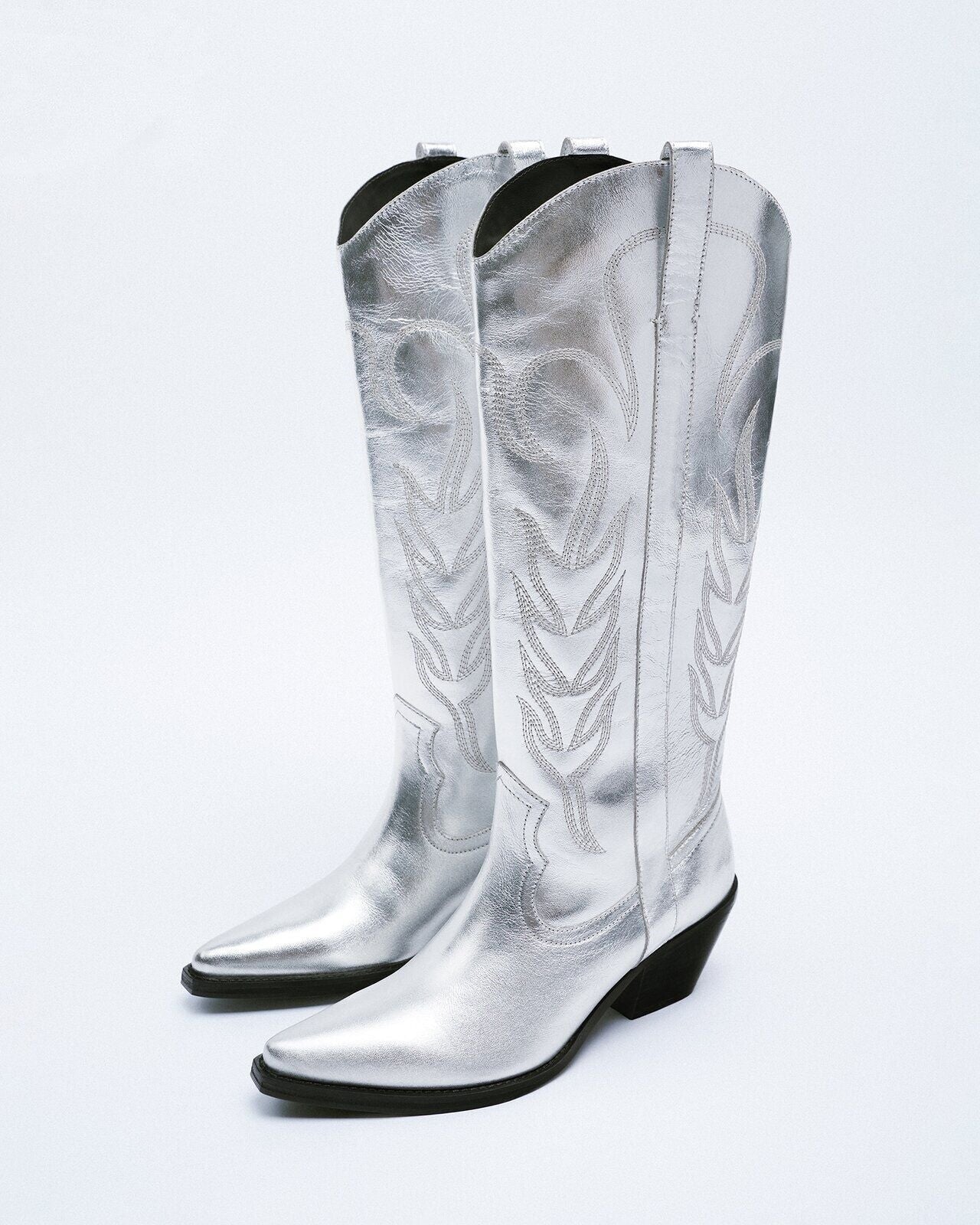 Bottines Chelsea brodées argentées