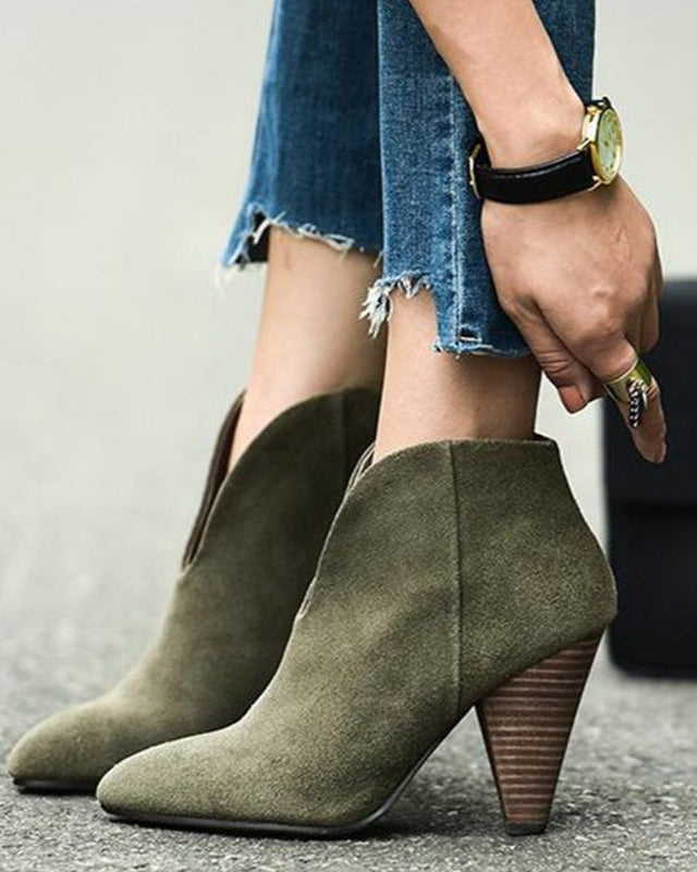 Bottes vintage en cuir vert foncé