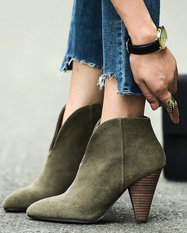 Bottes vintage en cuir vert foncé