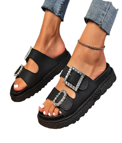 Sandale à talon épais avec strass