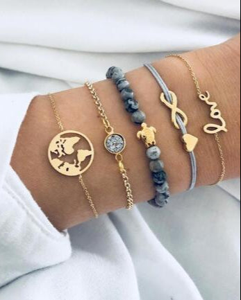 Beaded chain bracelets with anklets