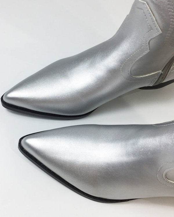 Bottines Chelsea brodées argentées