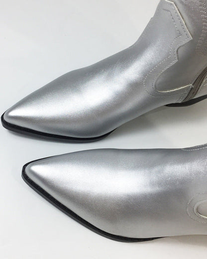 Bottines Chelsea brodées argentées