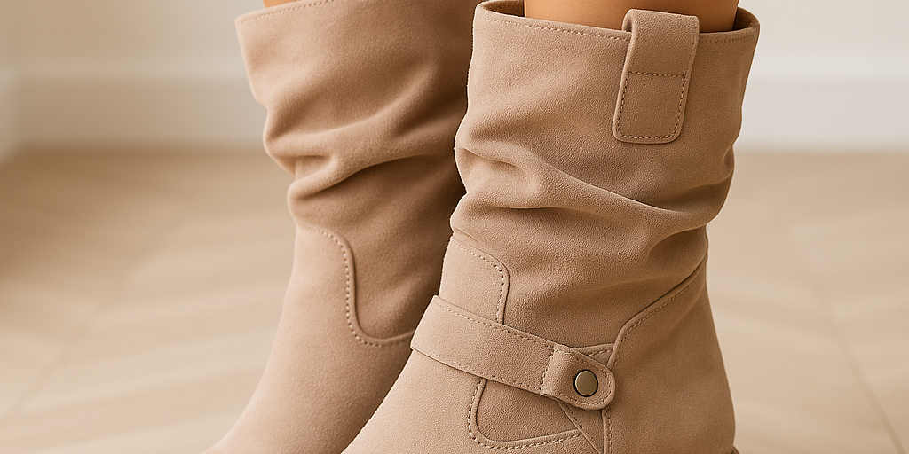 Damen Kniehohe Winterstiefel Bequem Wildleder Plissierter Schaft 0