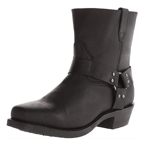Damen Mittelhohe Biker-Stiefel Robustes Leder Mit Harness-Detail 7