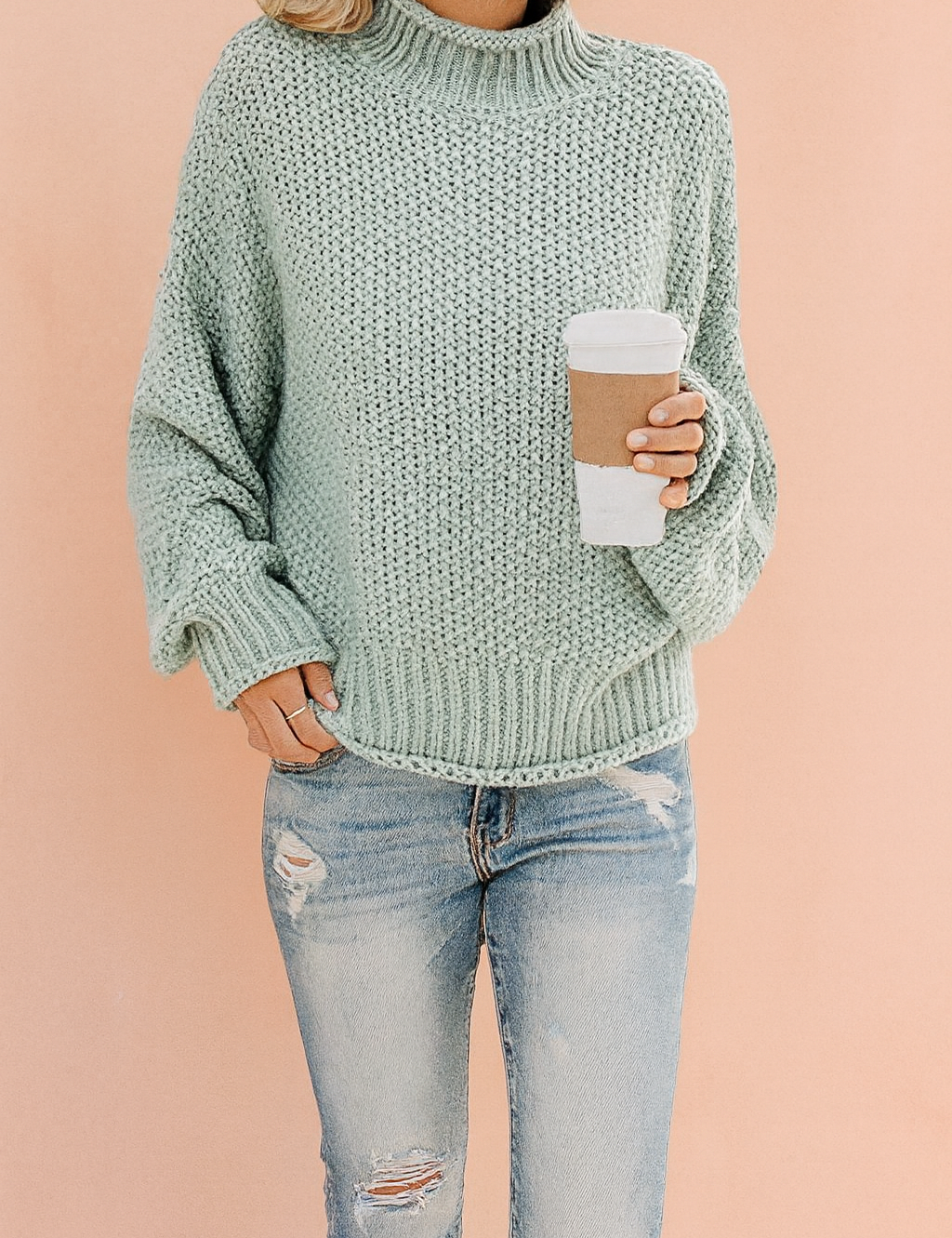 Damen Pullover Oversized Rollkragen Bequem Hochwertiger Strick 0