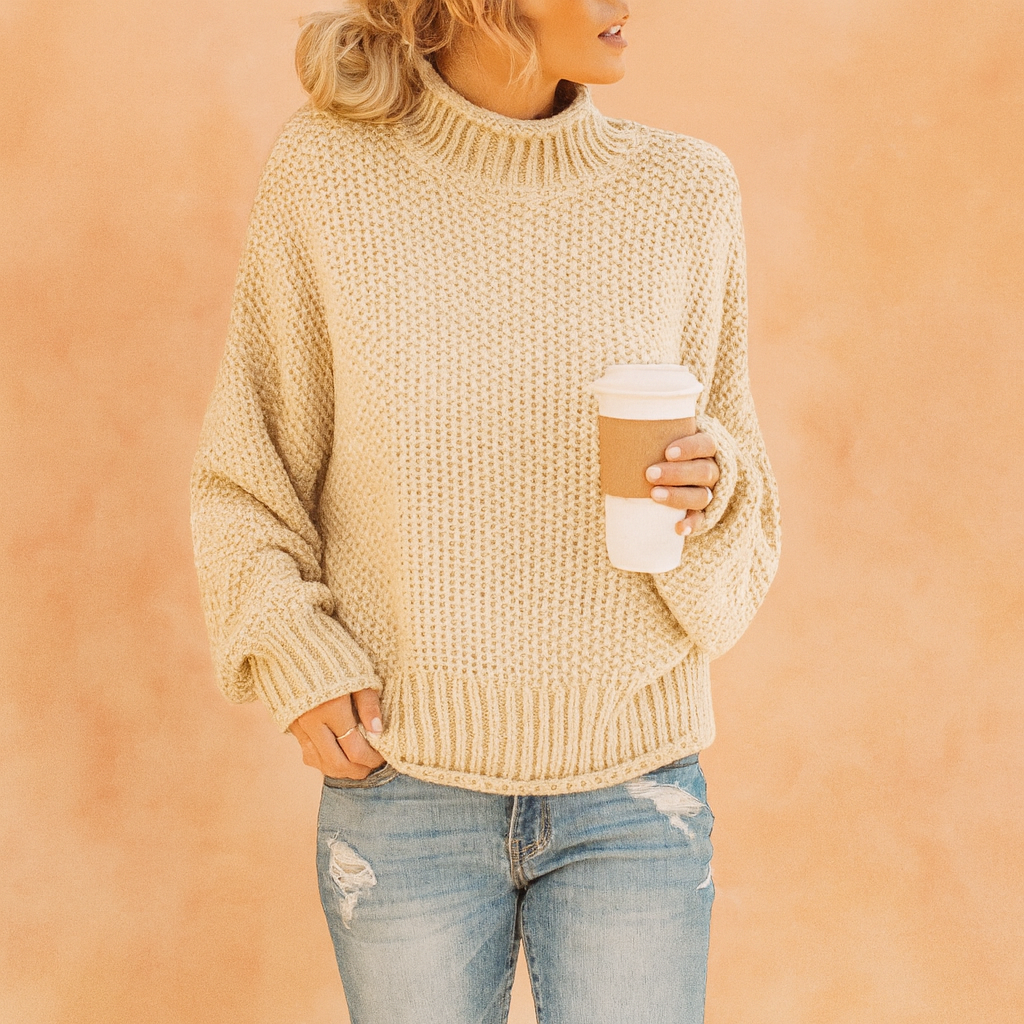 Damen Pullover Oversized Rollkragen Bequem Hochwertiger Strick 3