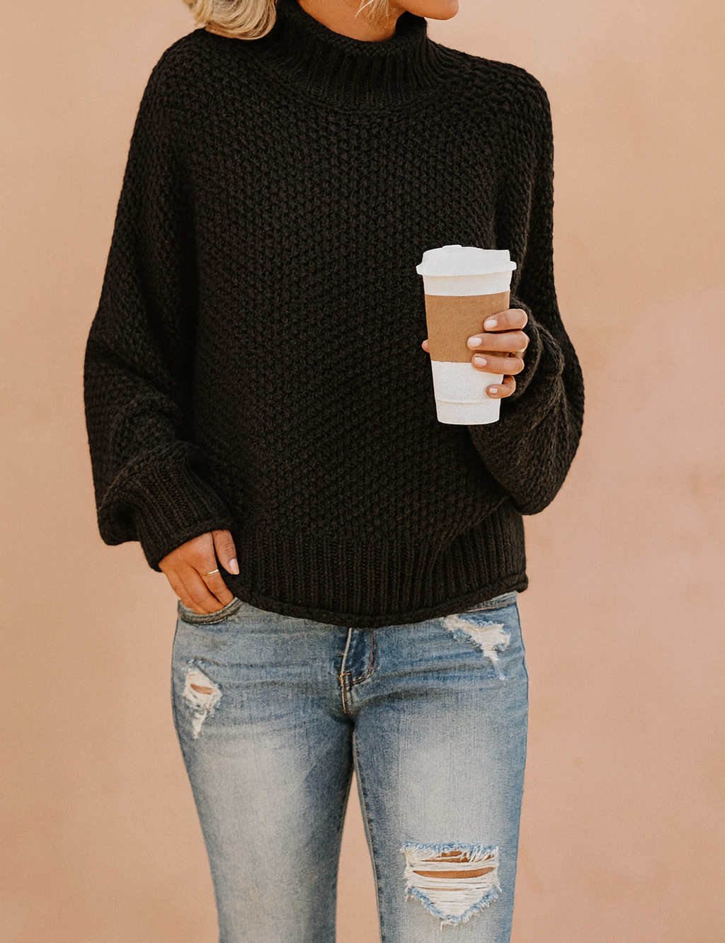 Damen Pullover Oversized Rollkragen Bequem Hochwertiger Strick 5
