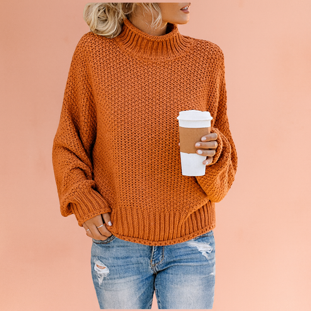 Damen Pullover Oversized Rollkragen Bequem Hochwertiger Strick 6