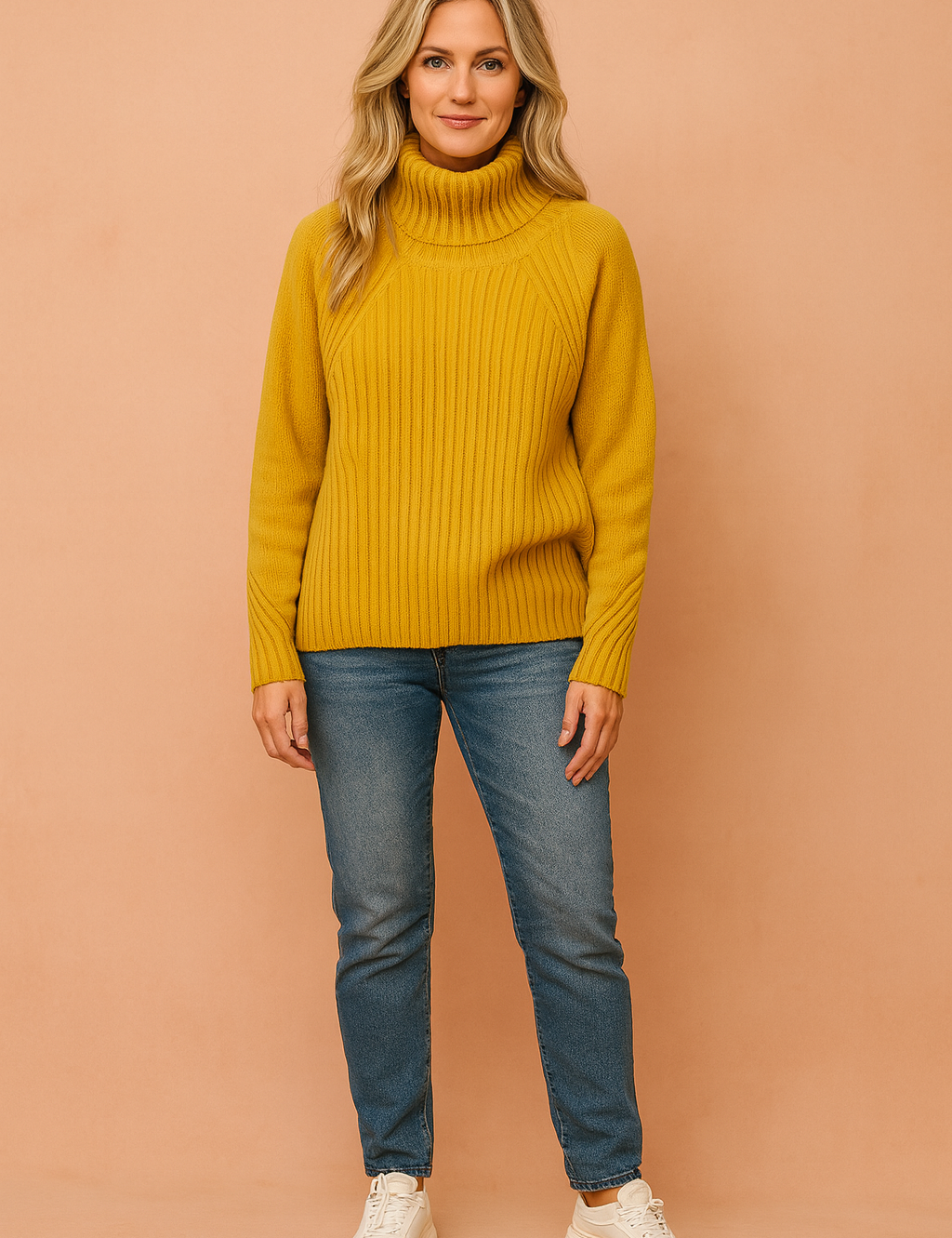 Damen Pullover Rippstrick Stehkragen Komfort Baumwollmischung 1