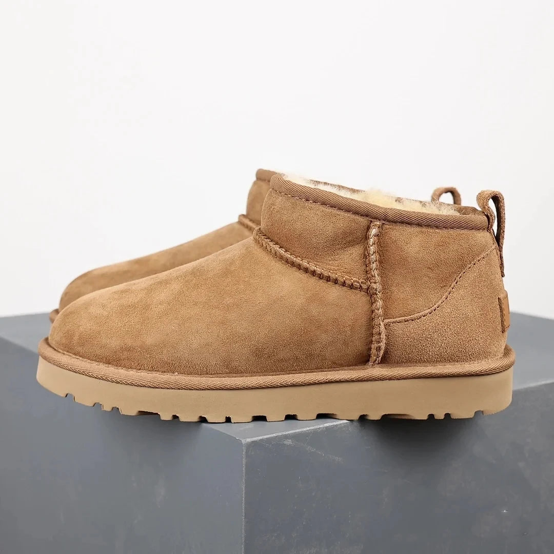 Damen Winterstiefel Komfort Leder Fellfutter Plateau Design 1