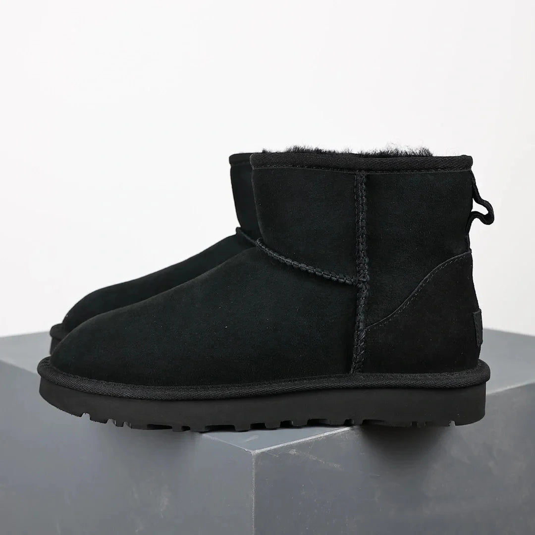 Damen Winterstiefel Komfort Leder Fellfutter Plateau Design 3