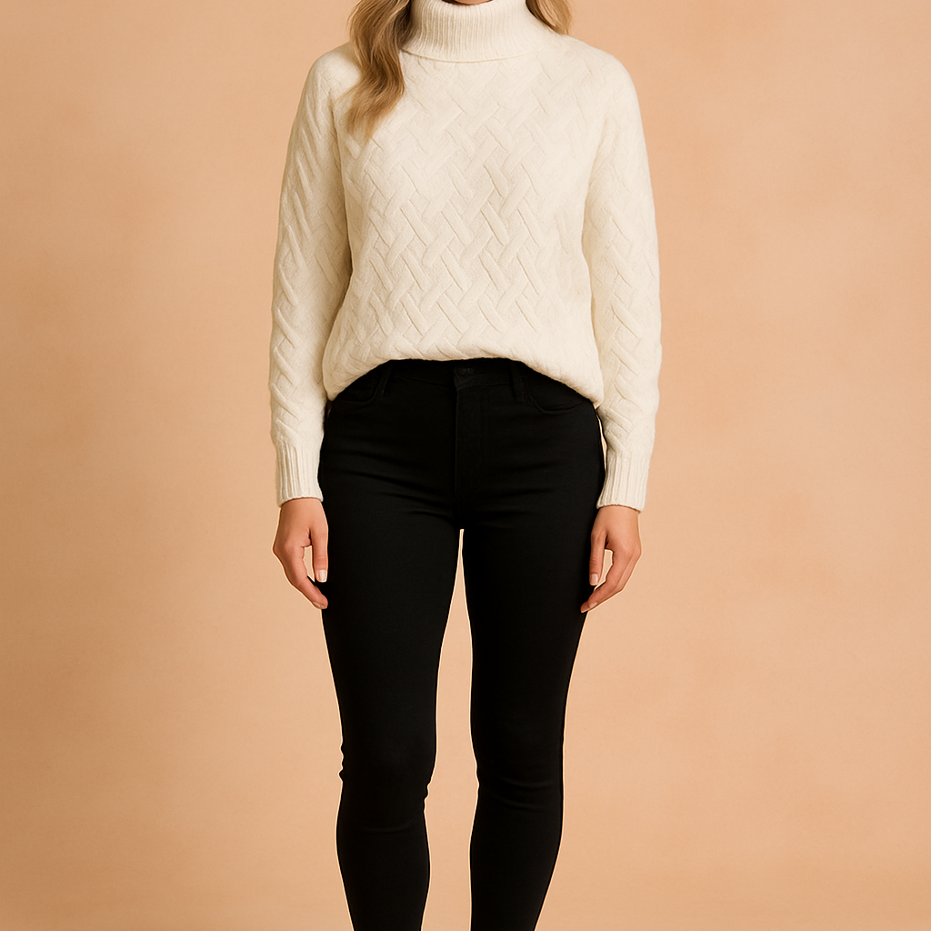 Damenpullover Eleganter Rollkragen Stilvoll Baumwollmischung 0