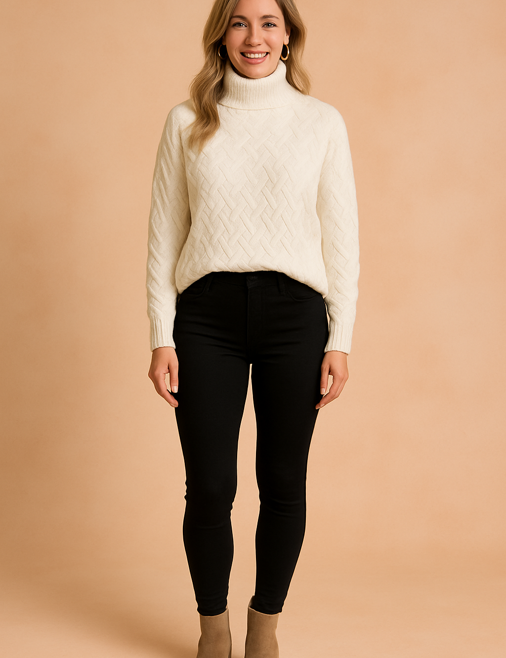 Damenpullover Eleganter Rollkragen Stilvoll Baumwollmischung 0