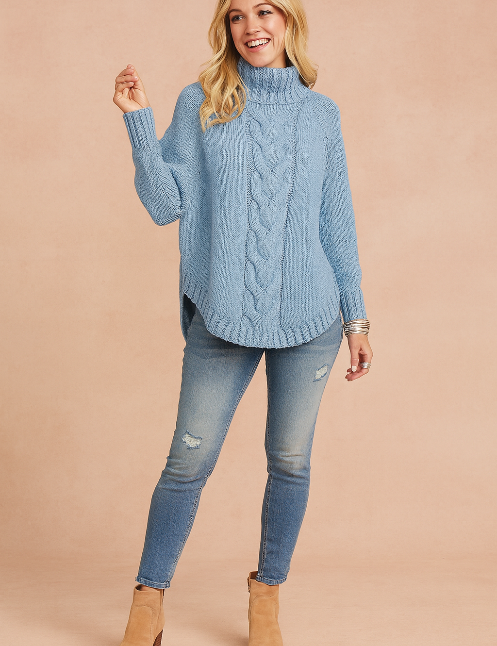 Damenpullover Oversized Rollkragen Bequem Strick für Herbst und Winter 0